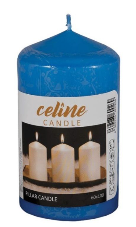 شمع استوانه قطر 6 سانتیمتر ارتفاع 10 سانتیمتر آبی لاجوردی برند Celine
