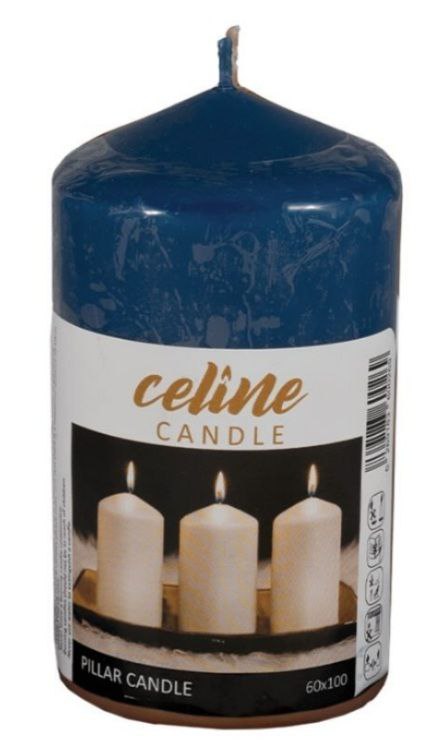 شمع استوانه قطر 6 سانتیمتر ارتفاع 10 سانتیمتر سرمه ای برند Celine