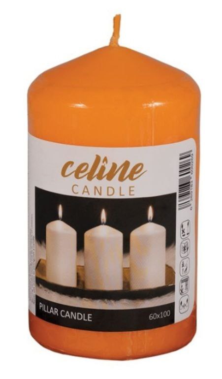 شمع استوانه قطر 6 سانتیمتر ارتفاع 10 سانتیمتر نارنجی برند Celine