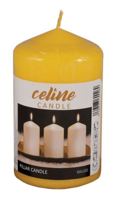 شمع استوانه قطر 6 سانتیمتر ارتفاع 10 سانتیمتر زرد برند Celine