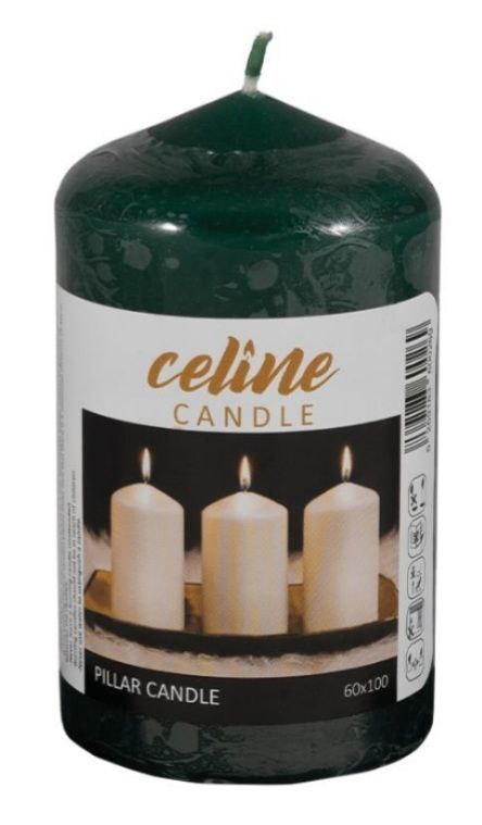 شمع استوانه قطر 6 سانتیمتر ارتفاع 10 سانتیمتر سبز یشمی برند Celine