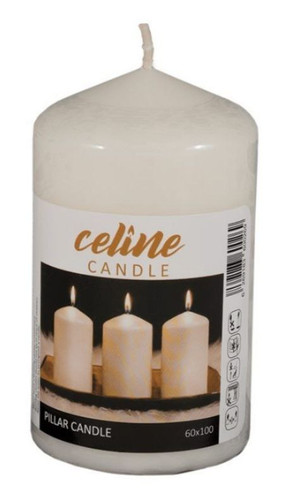 شمع استوانه قطر 6 سانتیمتر ارتفاع 10 سانتیمتر سفید برند Celine